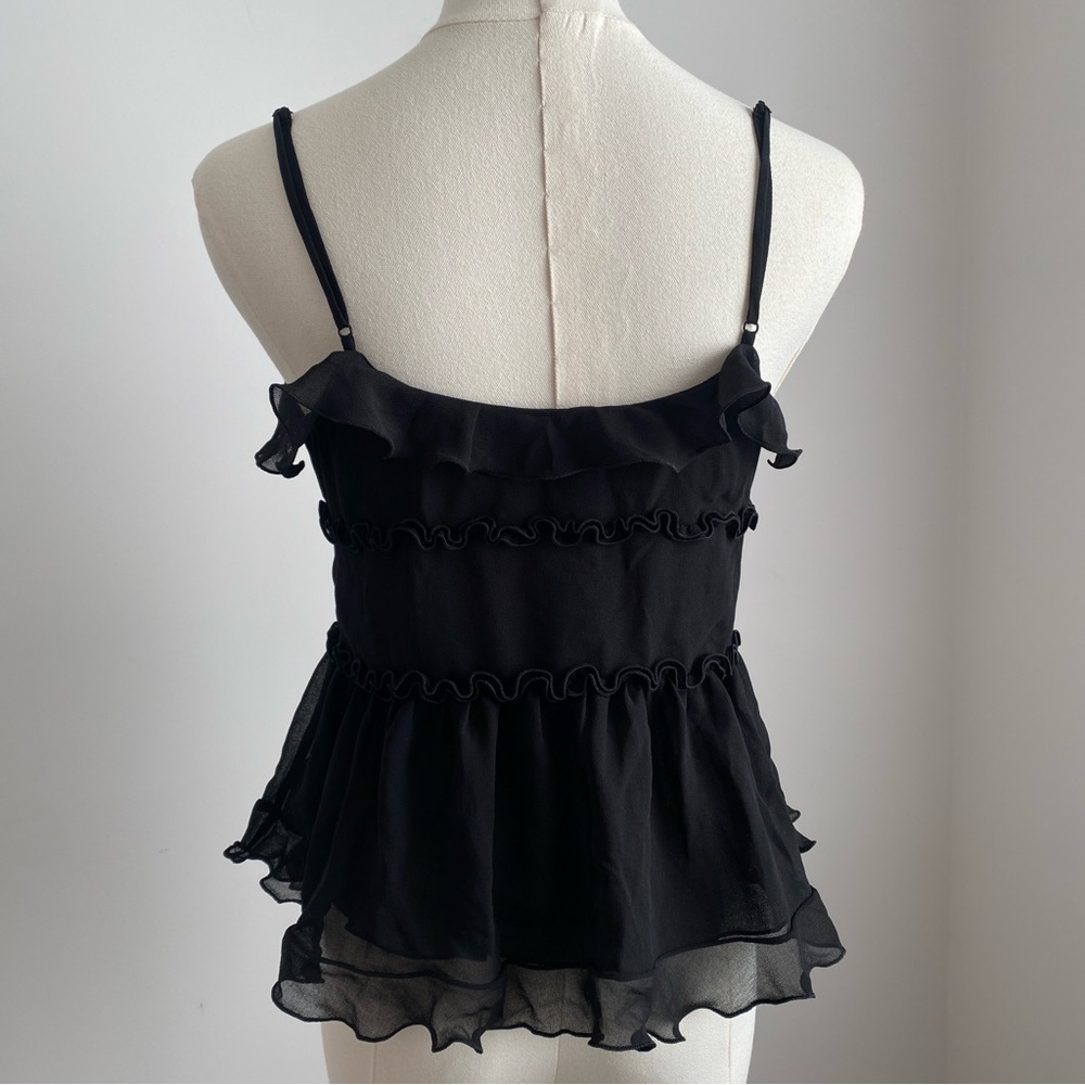 ARITZIA Wilfred Amore Camisole Ruffled Chiffon Tie-Front Cami Black Size S - Picture 3 of 10